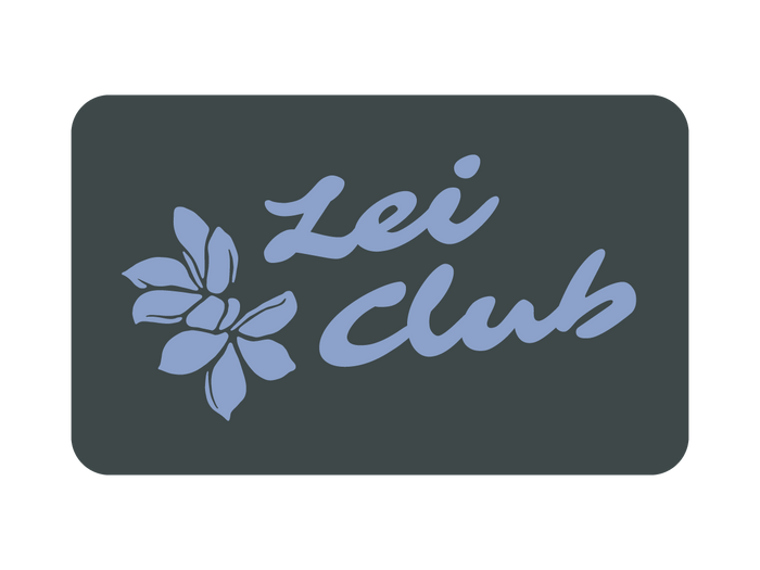 LEI CLUB MELIA OPEN PUA STICKER - LIGHT BLUE ON DARK BLUE