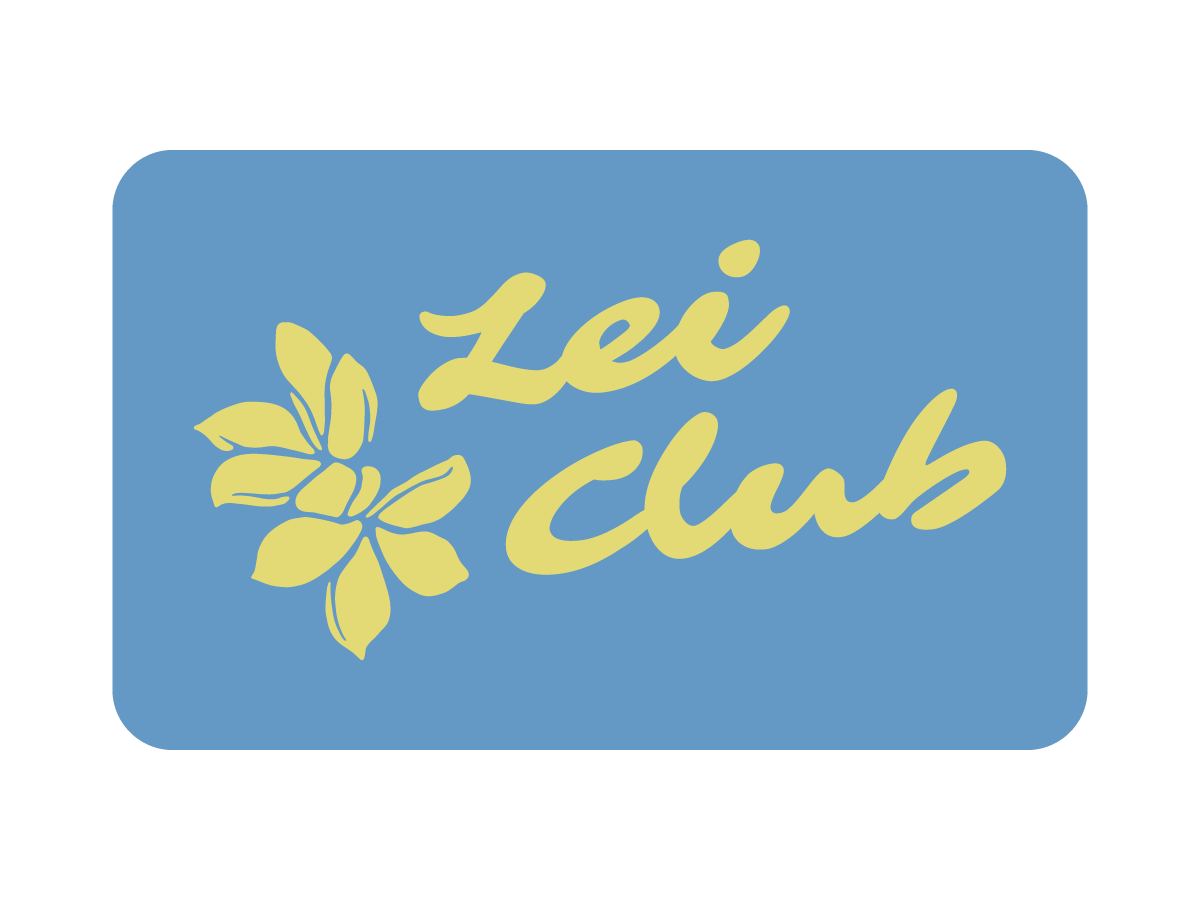 LEI CLUB MELIA OPEN PUA STICKER - YELLOW ON LIGHT BLUE