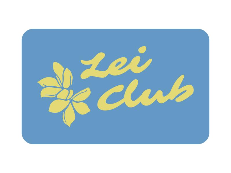 LEI CLUB MELIA OPEN PUA STICKER - YELLOW ON LIGHT BLUE