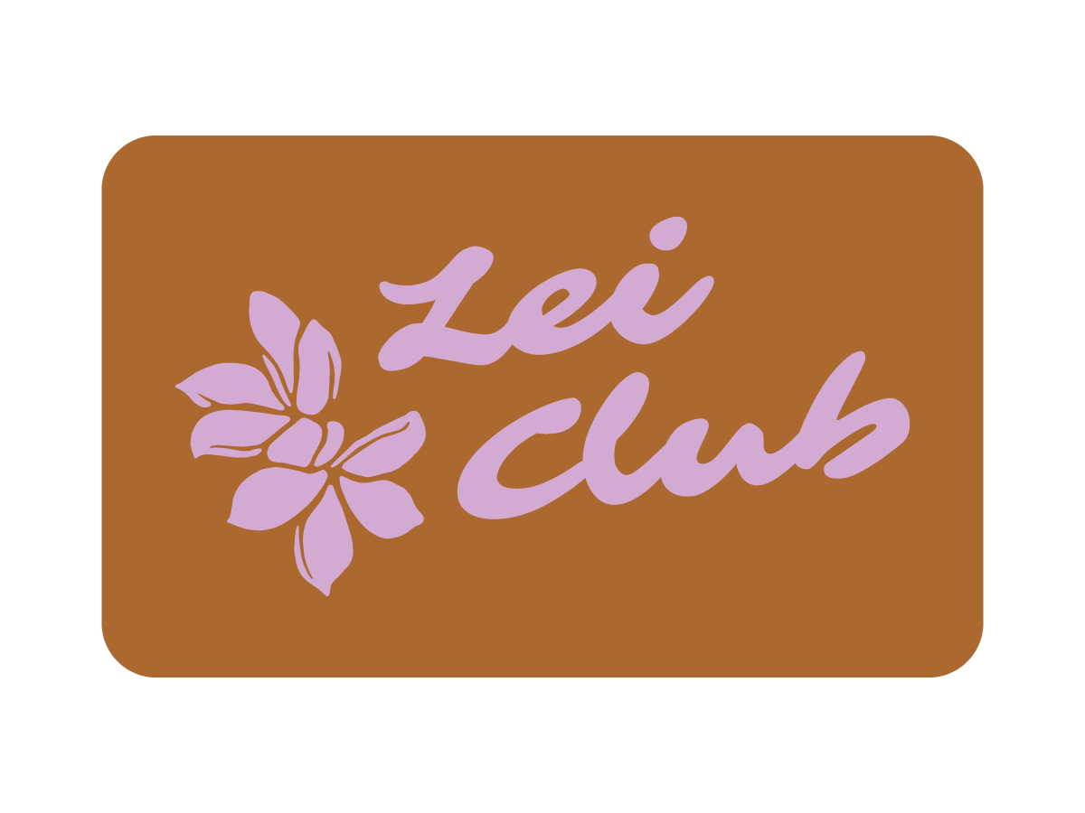 LEI CLUB MELIA OPEN PUA STICKER - PURPLE ON BROWN