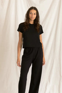 PERFECT WHITE TEE LENA LOUNGE COTTON TEE - TRUE BLACK T26