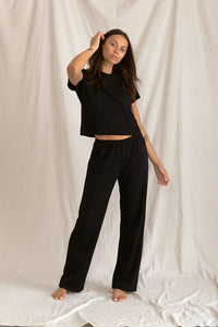 PERFECT WHITE TEE LENA LOUNGE COTTON TEE - TRUE BLACK T26