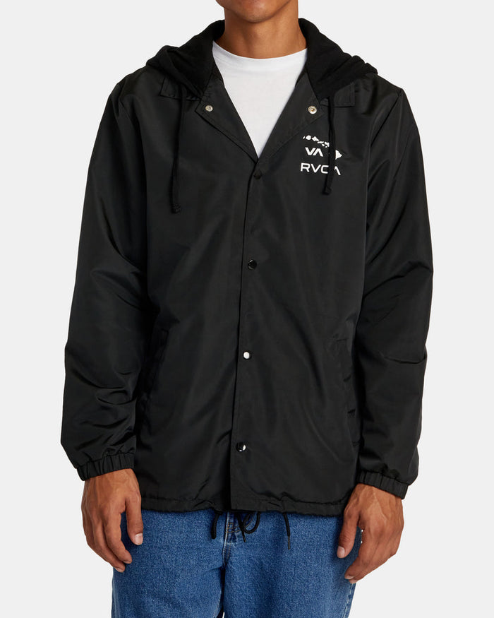 ISLAND HEX HOODED COACHES JACKET - BLK