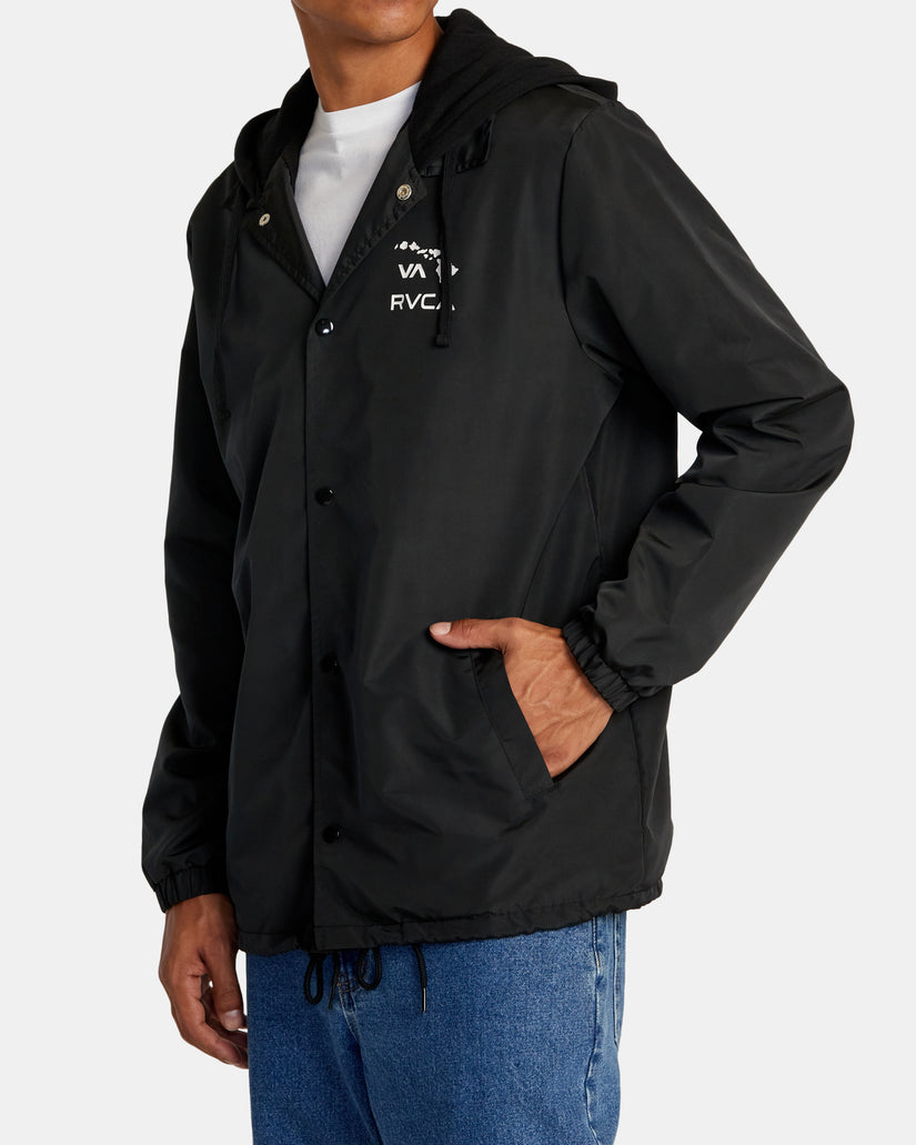 ISLAND HEX HOODED COACHES JACKET - BLK