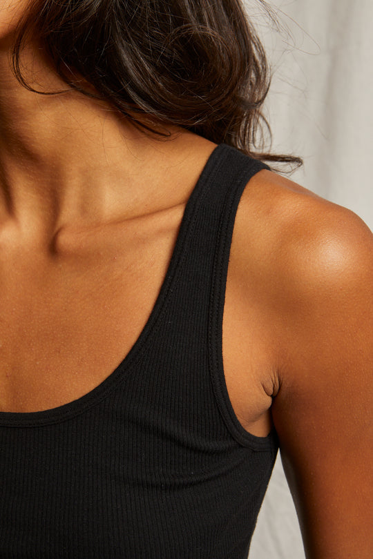 PERFECT WHITE TEE MIA FINE RIBBED TANK - TRUE BLACK T242