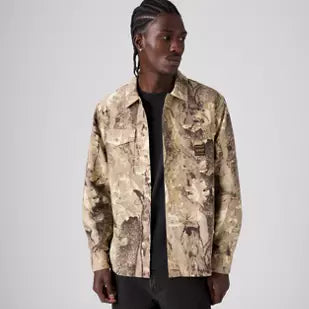 LEVIS RELAXED LONG SLEEVE WORKER SHIRT - TEX FOREST CAMO GRAVEL 0009