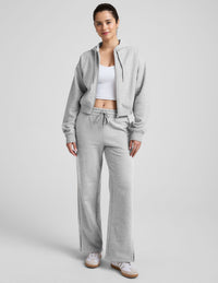 BEYOND YOGA LUXE FLEECE ZIP UP HOODIE - LIGHT HEATHER GRAY 2258