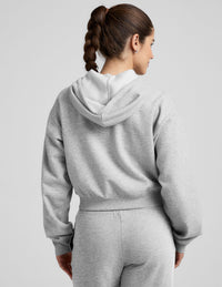 BEYOND YOGA LUXE FLEECE ZIP UP HOODIE - LIGHT HEATHER GRAY 2258