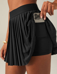 BEYOND YOGA IF YOU PLEATS MINI SKIRT - TRUE BLACK NN5152