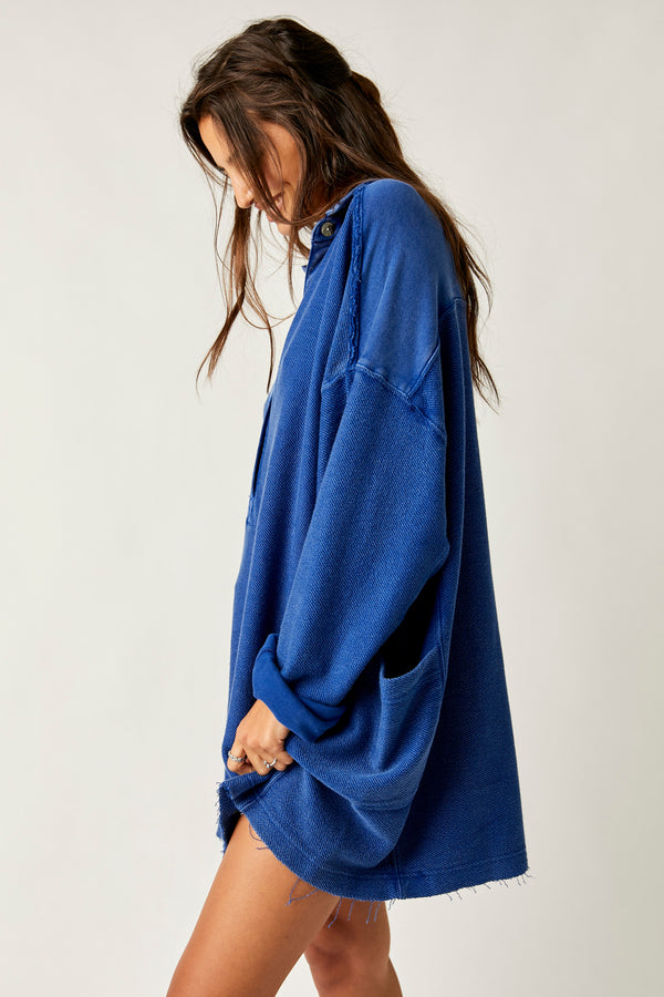 FREE PEOPLE WILLOW POLO - RINSED COBALT 6586