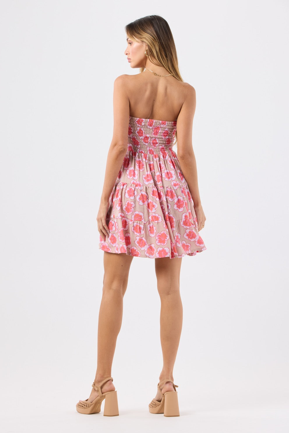 TIARE HAWAII PERTH MINI DRESS - LANAI FLORAL TAUPE