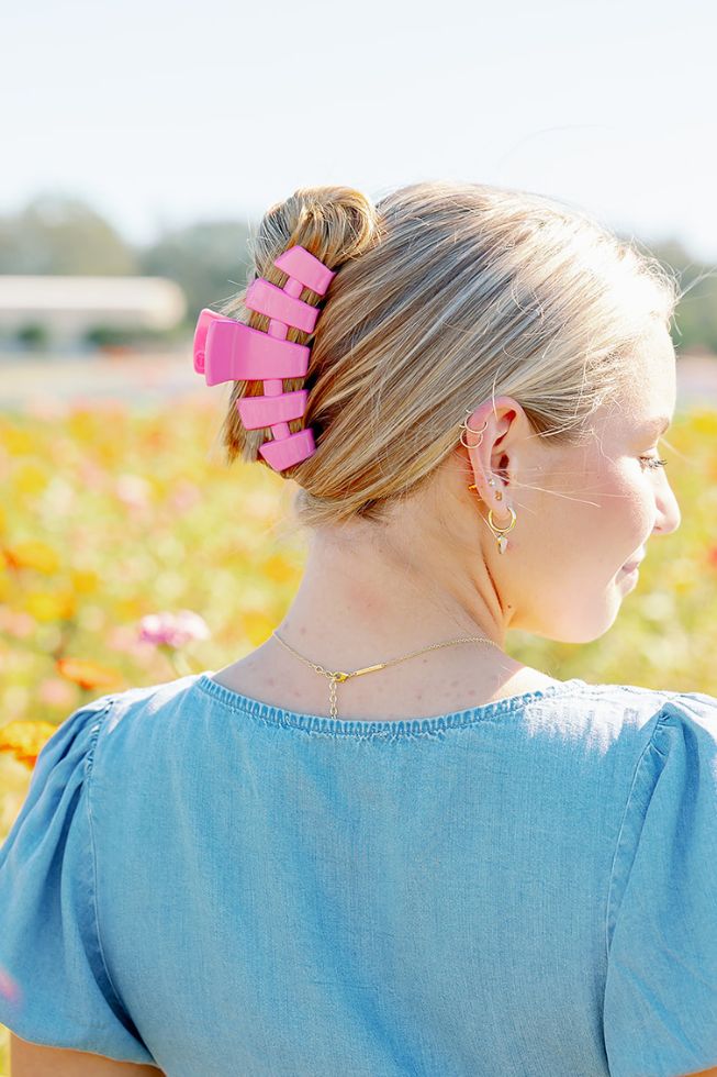 TELETIES HAIR CLIPS LARGE - PEONIES PLEASE