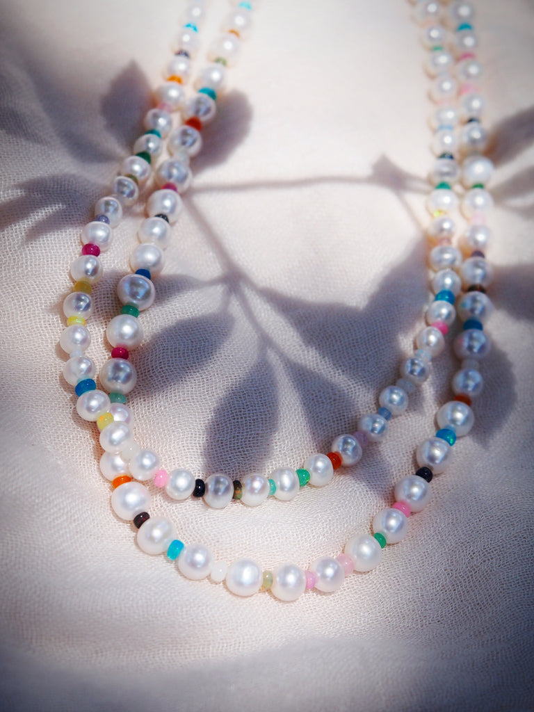 KE ALOHA JEWELRY RAINBOX OPAL AND PEARL NECKLACE - MAKALANI