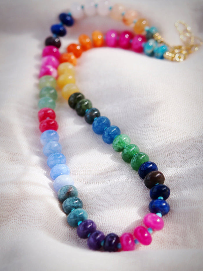 KE ALOHA JEWELRY ONE OF A KIND RAINBOW GEMSTONE NECKLACE - LEILANI