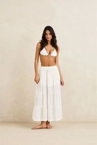 RHYTHM CLASSIC TIERED MAXI SKIRT - WHITE