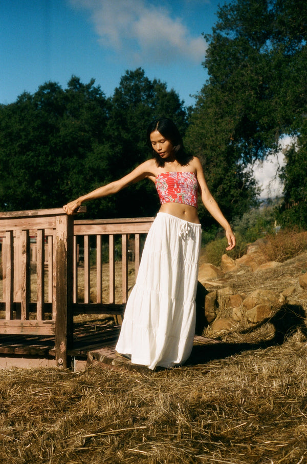 RHYTHM SHORE TIERED MAXI SKIRT | WHITE