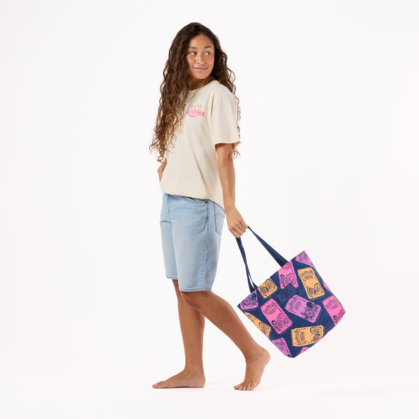 ALOHA COLLECTION REVERSIBLE TOTE / HAWAIIAN SUN SUMMERTIME / POG NAVY