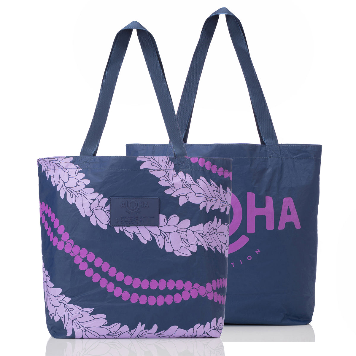 ALOHA COLLECTION REVERSIBLE TOTE / KAUA'I MOKIHANA 24 / VIOLET ON NAVY