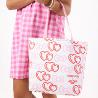 ALOHA COLLECTION REVERSIBLE TOTE / HELLO KITTY FACE / BLACK WHITE