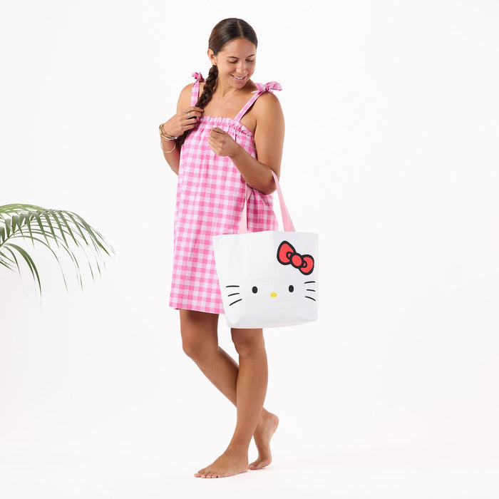 ALOHA COLLECTION REVERSIBLE TOTE / HELLO KITTY FACE / BLACK WHITE