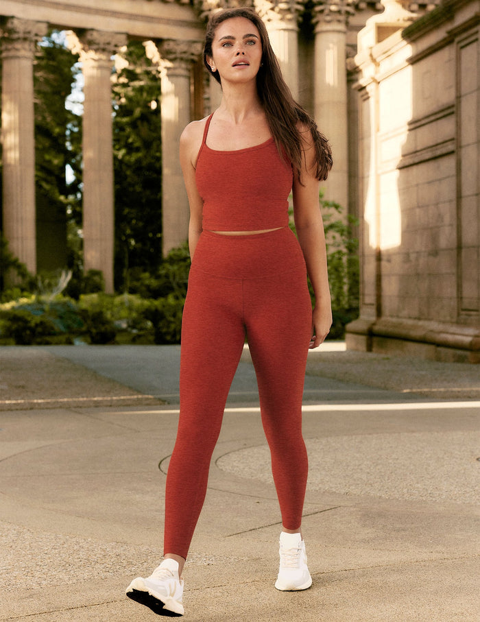 BEYOND YOGA SPACEDYE CAUGHT IN THE MIDI HIGH WAISTED LEGGINGS - RED SAND HEATHER SD3243