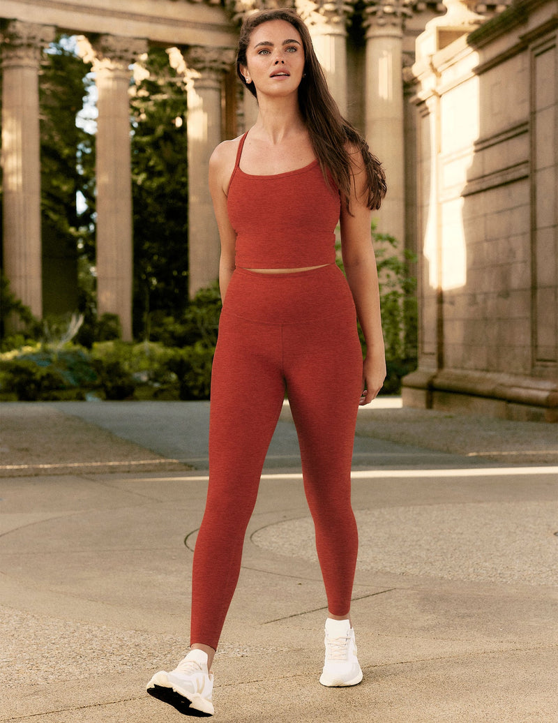 BEYOND YOGA SPACEDYE CAUGHT IN THE MIDI HIGH WAISTED LEGGINGS - RED SAND  HEATHER SD3243