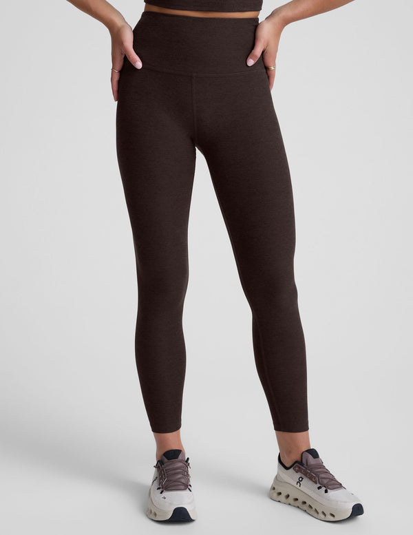 BEYOND YOGA SPACEDYE CAUGHT IN THE MIDI HIGH WAISTED LEGGING - DARK CHOCOLATE HEATHER SD3243 007J2