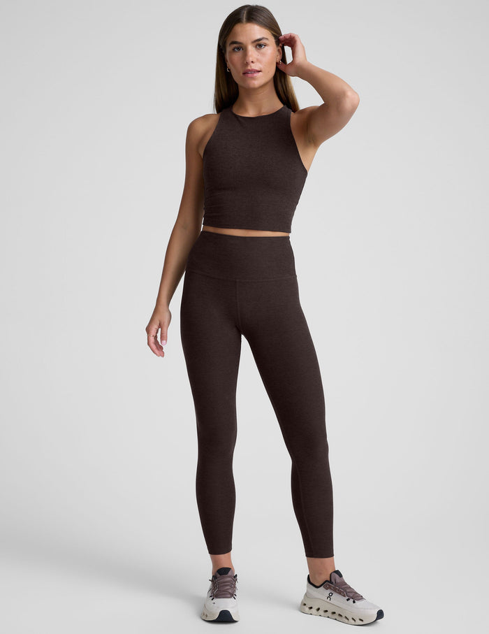 BEYOND YOGA SPACEDYE CAUGHT IN THE MIDI HIGH WAISTED LEGGING - DARK CHOCOLATE HEATHER SD3243 007J2