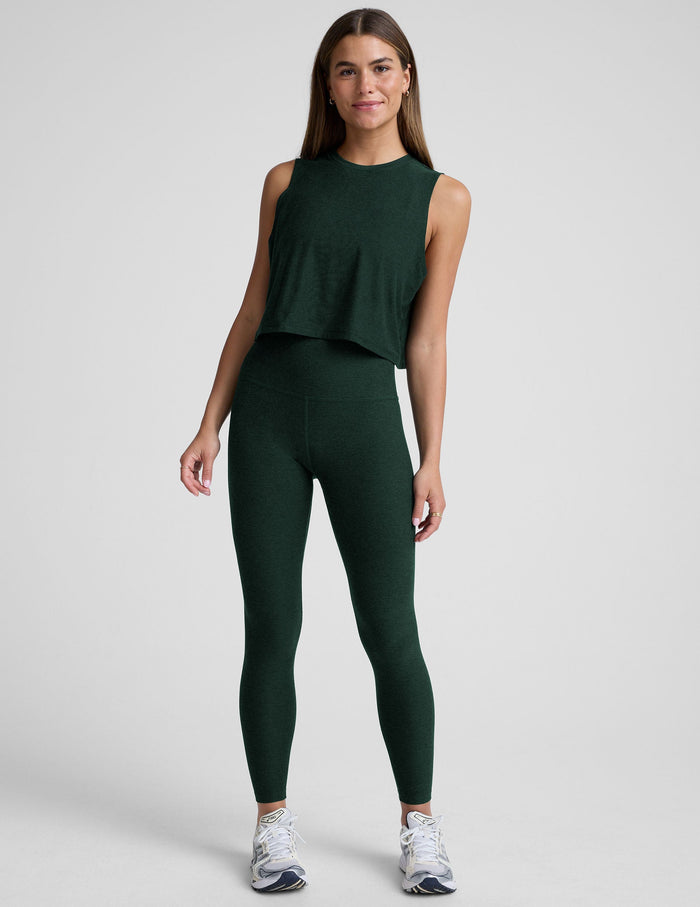 BEYOND YOGA SPACEDYE CAUGHT IN THE MIDI HIGH WAISTED LEGGING - DARK SPRUCE GREEN HEATHER SD3243