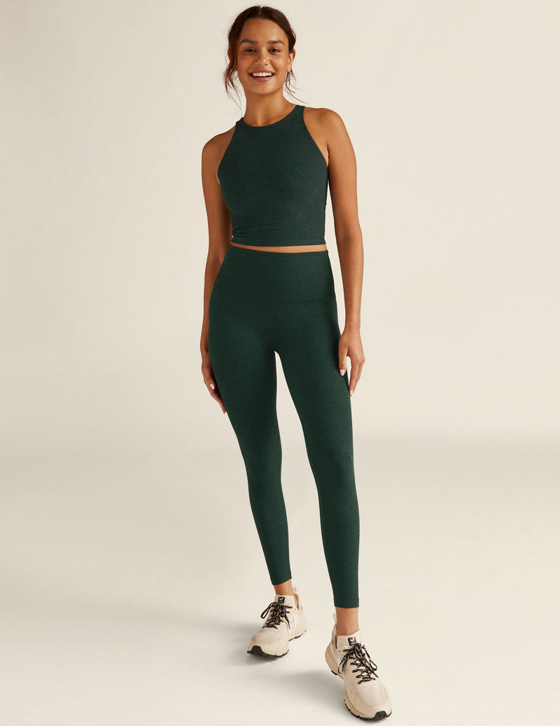 BEYOND YOGA SPACEDYE CAUGHT IN THE MIDI HIGH WAISTED LEGGINGS - MIDNIGHT  GREEN HEATHER SD3243