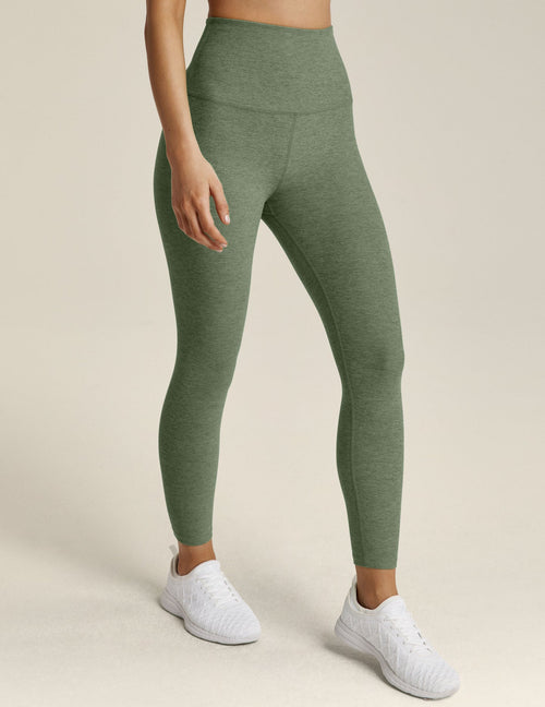 BEYOND YOGA SPACEDYE CAUGHT IN THE MIDI HIGH WAISTED LEGGING - MOSS GREEN HEATHER SD3243