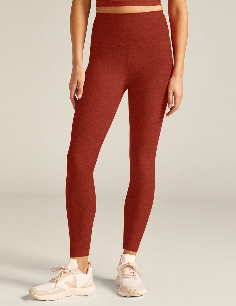 BEYOND YOGA SPACEDYE CAUGHT IN THE MIDI HIGH WAISTED LEGGINGS - RED SAND HEATHER SD3243