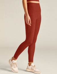 BEYOND YOGA SPACEDYE CAUGHT IN THE MIDI HIGH WAISTED LEGGINGS - RED SAND HEATHER SD3243