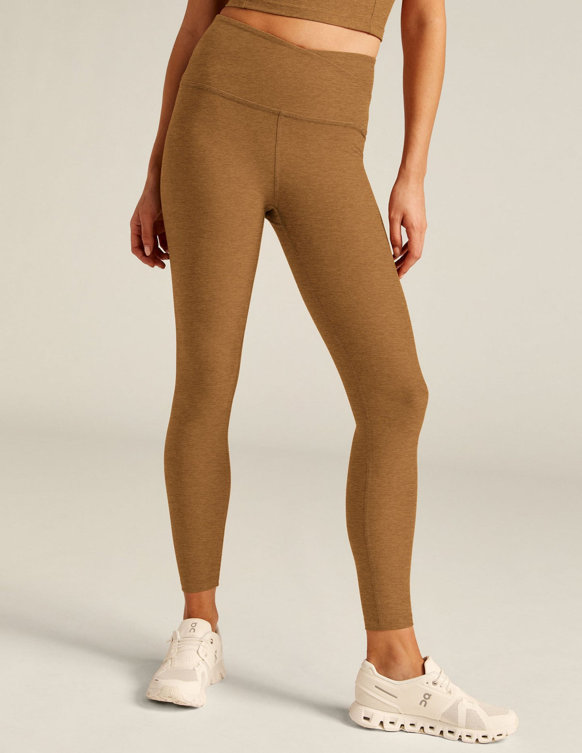 BEYOND YOGA AT YOUR LEISURE HIGH WAIST MIDI LEGGING - CARMEL TOFFEE HEATHER SD3463