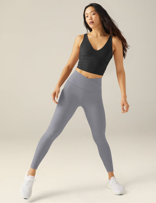 BEYOND YOGA AT YOUR LEISURE HIGH WAIST MIDI LEGGING - CLOUD GRAY HEATHER SD3463