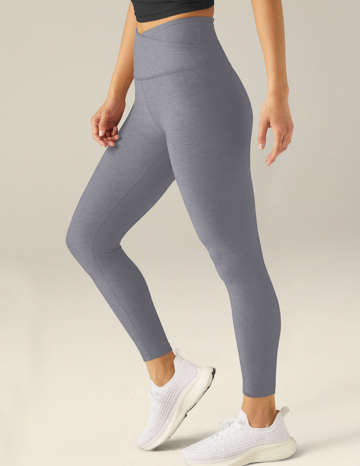 BEYOND YOGA AT YOUR LEISURE HIGH WAIST MIDI LEGGING - CLOUD GRAY HEATHER SD3463