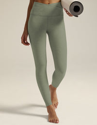 BEYOND YOGA AT YOUR LEISURE HIGH WAIST MIDI LEGGING - GREY SAGE HEATHER SD3463