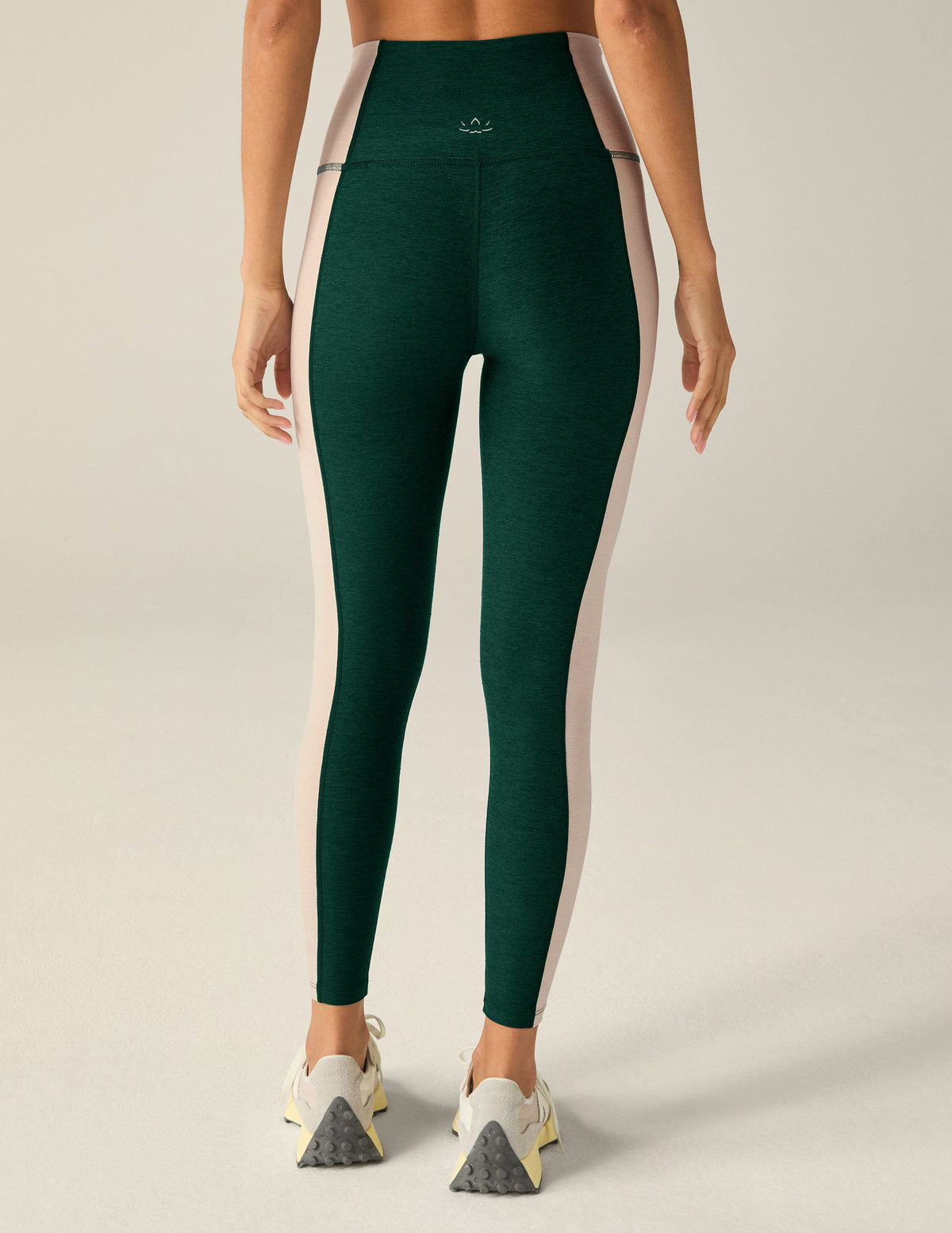 BEYOND YOGA SPACEDYE VITALITY COLORBLOCK MIDI HIGH WAISTED LEGGING - DARK SPRUCE GREEN/EGGSHELL SD3536