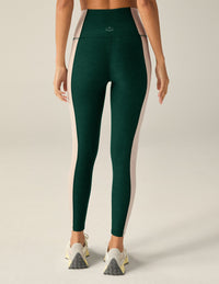 BEYOND YOGA SPACEDYE VITALITY COLORBLOCK MIDI HIGH WAISTED LEGGING - DARK SPRUCE GREEN/EGGSHELL SD3536