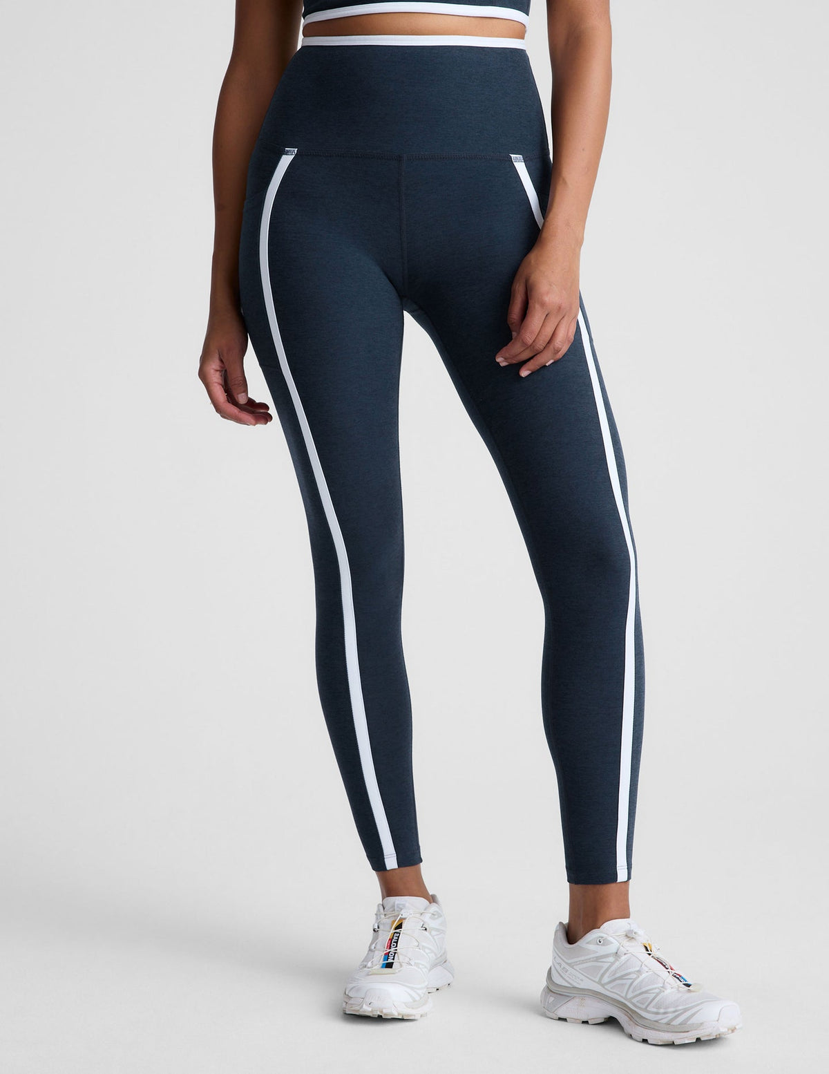 BEYOND YOGA SPACEDYE NEW MOVES HIGH WAIST MIDI LEGGING - NOCTURNAL NAVY /CLOUD WHITE SD3540