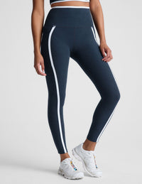 BEYOND YOGA SPACEDYE NEW MOVES HIGH WAIST MIDI LEGGING - NOCTURNAL NAVY /CLOUD WHITE SD3540