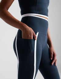 BEYOND YOGA SPACEDYE NEW MOVES HIGH WAIST MIDI LEGGING - NOCTURNAL NAVY /CLOUD WHITE SD3540