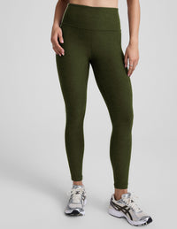 BEYOND YOGA SPACEDYE GO POCKET MIDI LEGGINGS - ARMY GREEN HEATHER SD3563