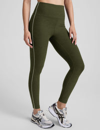 BEYOND YOGA SPACEDYE GO POCKET MIDI LEGGINGS - ARMY GREEN HEATHER SD3563