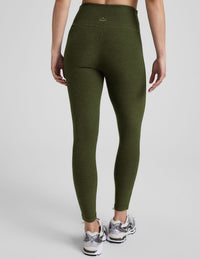 BEYOND YOGA SPACEDYE GO POCKET MIDI LEGGINGS - ARMY GREEN HEATHER SD3563