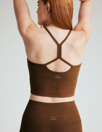 BEYOND YOGA SLIM RACERBACK CROPPED TANK -  BOLD MOCHA HEATHER SD4382