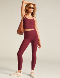 BEYOND YOGA SPACEDYE SLIM RACERBACK CROPPED TANK - BORDEAUX HEATHER SD4382