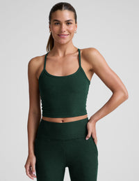 BEYOND YOGA SPACEDYE SLIM RACERBACK CROPPED TANK - DARK SPRUCE GREEN HEATHER SD4382
