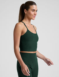 BEYOND YOGA SPACEDYE SLIM RACERBACK CROPPED TANK - DARK SPRUCE GREEN HEATHER SD4382