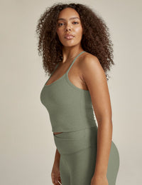 BEYOND YOGA SPACEDYE SLIM RACERBACK CROPPED TANK - GREY SAGE HEATHER SD4382